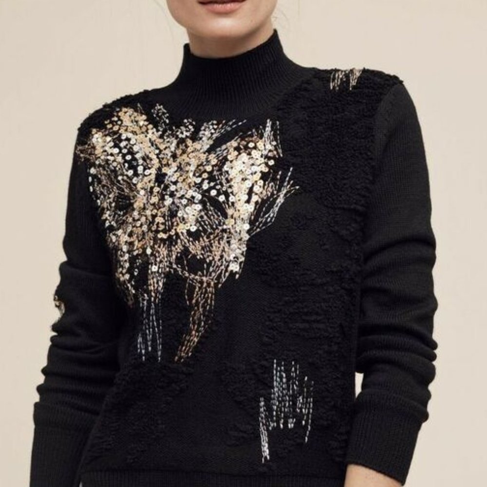 ✨  HP ✨ Anthropologie x Fete Beaded Sequin Mock Sweater